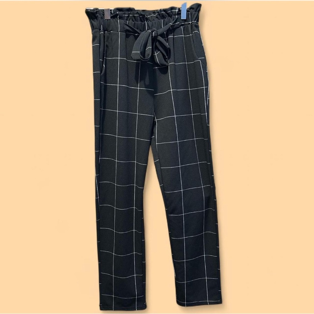 Soho Apparel Black Grid Women's Trousers